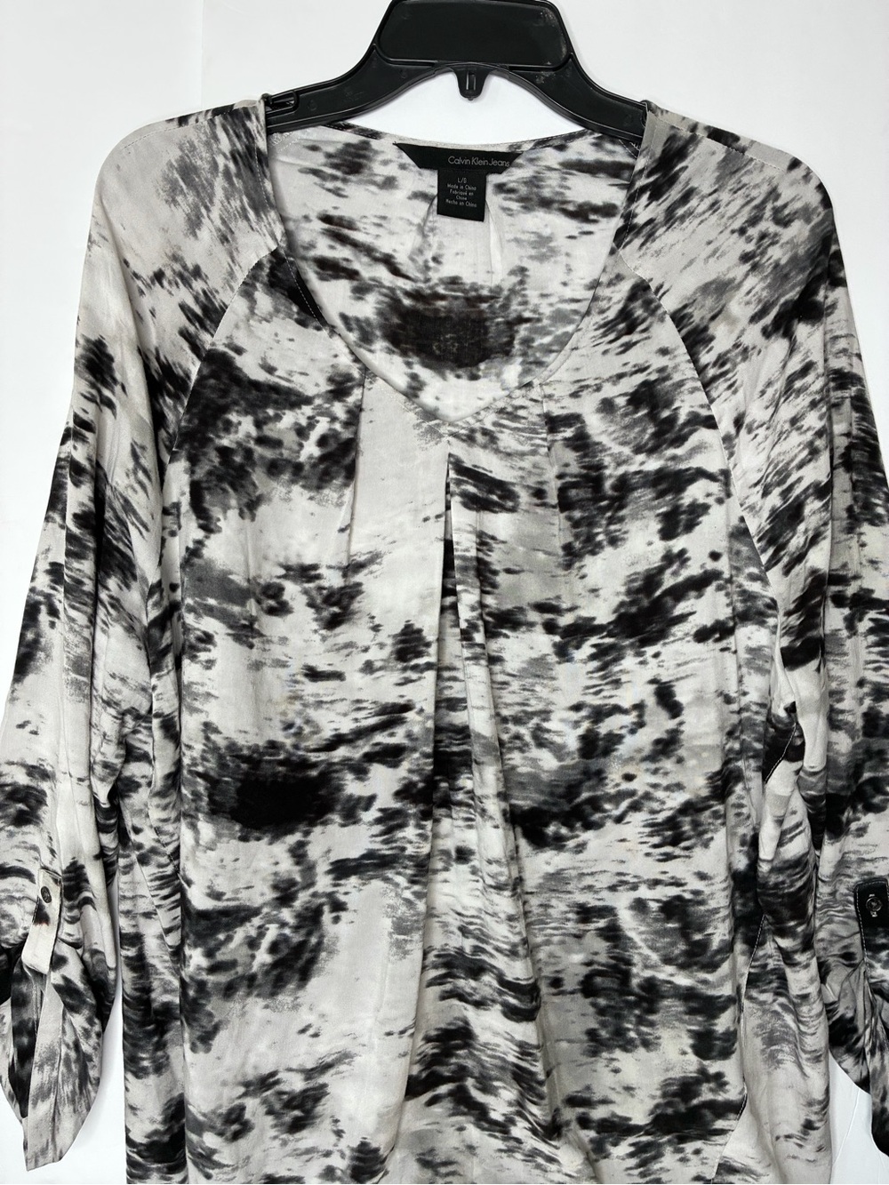 Calvin Klein Jeans Black & White Tie-Dye V-Neck Jacket